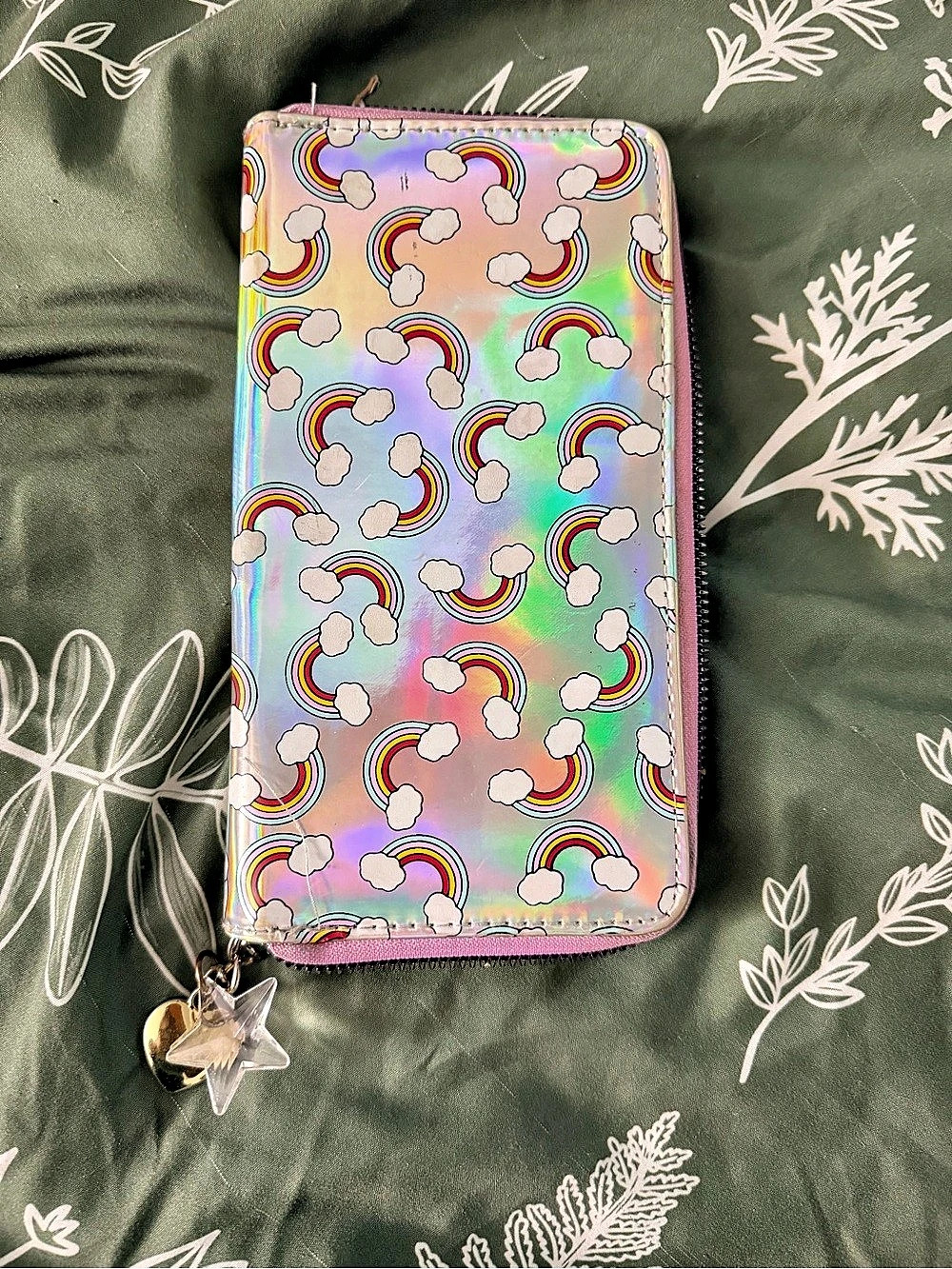 Rainbow Cloud Zip-Around Wallet in Pink